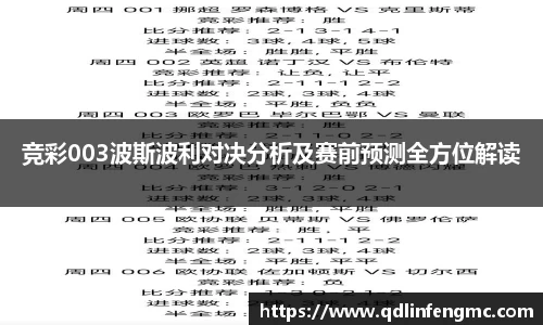 竞彩003波斯波利对决分析及赛前预测全方位解读